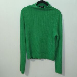 Gigio Mock Neck Sweater Green Textured Short New Without Tags Women's Size L